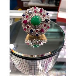 GIA 4.94ct Natural Type A Jadeiet Jade 18K Rose Gold Ring
