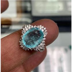 4.11ct Paraiba Tourmaline 18K White Gold Ring
