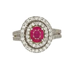 GIA 1.19ct Ruby 18K White Gold Ring