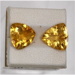 7.20ct Natural citrine trillion match pair cut