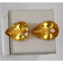 11.84ct Natural citrine pear match pair cut