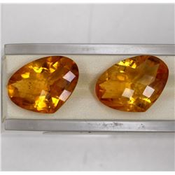 26.25ct Natural citrine match pair fancy pear cut