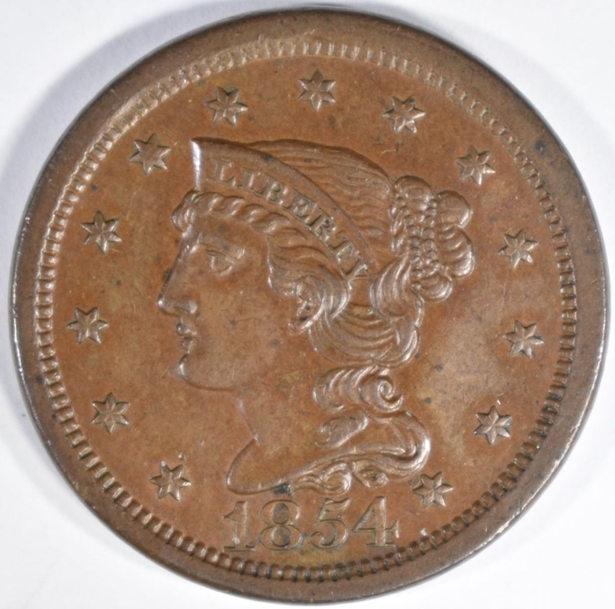 1854 LARGE CENT BU