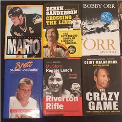 Lot of ten biographies/autobiographies from famous hockey players.