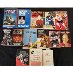 14 Miscelaneous Books, Hockey TriviaRodeo Rules, National War Museum, Hockey Quizz.