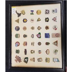 42 x Curling Club Championship badge/pins in Frame. Some Dating 1887