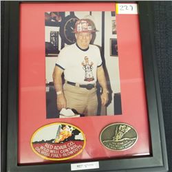 Paul Neal aka "Red Adair" Photogragh, Red Adair Co. Patch, Red Adair Co. Belt Buckle. Frame Size:17