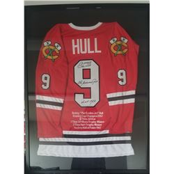 Bobby Hull No. 9 Chicago Blckhawks Signed Hockey Jersey - Framed