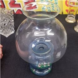 Harrington Woodcraft. Panted Wooden Candle Holder with Glass Case