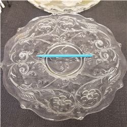 Three Decorative Glass Cake Plates, One Crystal Two Glass
