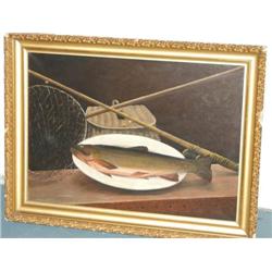 PRIMATIVE FISHING PAINTING