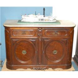 VICTORIAN WALNUT MARBLE TOP SIDEBOARD