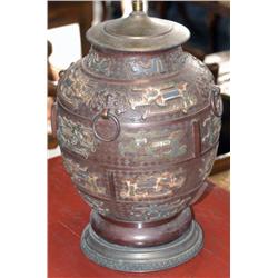 CHINESE CLOISSONE VASE adapted to a lam