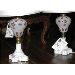 PAIR OF CUT TO CLEAR OIL LAMPS