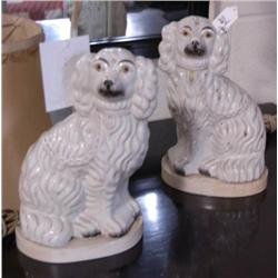 PAIR OF STAFFORDSHIRE SPANIELS adapted 