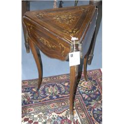 FRENCH MARQUETRY TRIANGULAR TOP TABLE w