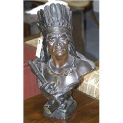 CHALKWARE BUST OF INDIAN WARRIOR