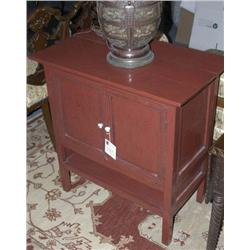 CHINESE RED LACQUERED CABINET with two 