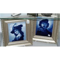 PAIR OF DELFT PORTRAIT PLAQUES depictin