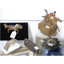 COLLECTION OF 3 BRONZES AND A RELIC