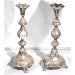 PAIR OF RUSSIAN SILVER CANDLESTICKS