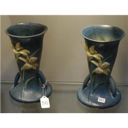 PAIR OF ROSEVILLE BLUE FREESIA MODEL 