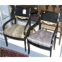 PAIR OF RUSSIAN STYLE BLACK LACQUERED A