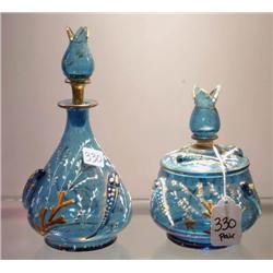 VICTORIAN ENAMELED ART GLASS COLOGNE BO