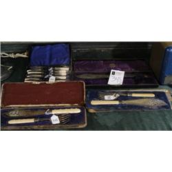 GROUP OF 4 ENGLISH CASED STERLING CUTLE