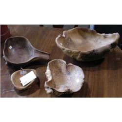 GROUP OF FOUR MODERN BURL BOWLS