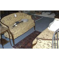 PAIR OF FRENCH STYLE UPHOLSTERED SETTEE