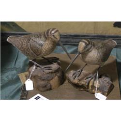 PAIR OF CARVED AND PAINTED WOODCOCKS