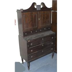 SHERATON MAHOGANY SECRETARY with repair