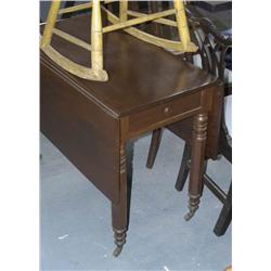 MAHOGANY DROP LEAF TABLE with drawer
