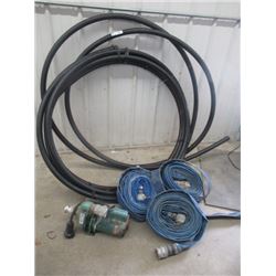 MW- 5 Items - Elec Water ump, PVC Hose, 3 Discharge Hoses