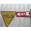 Image 1 : MW- 1) Metal Traffic Yeild Sign - VIntage 1) Metal Embossed Detour Sign - Vintage
