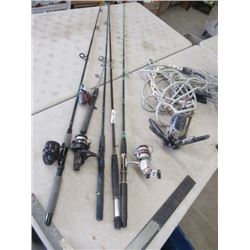MW- 4 Fishing Rods & Reels, 1 Rod, 1 Boat Anchor