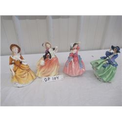 DP- 4 Royal Doulton Figurines 1) Sandra 1968 1) Autumn Breezes 1990 1) May Time 1952 1) Top of Hill