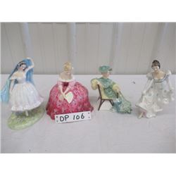 DP - 4 Royal Doulton Figurines 1) Forest Glade 1953 1) Victoria 1972 1) Ascot 1967 1) Minuet 1948