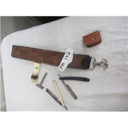PM- Vintage Shaving Brush, Strap, & Straight Razors