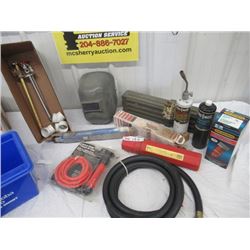 HO- 10 Plus Items - Hyd Hose, New Siphon Pump, Welding Mask, Welding Rods, Plumbing Taps, Welding Ro
