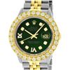 Image 1 : Rolex Mens 2 Tone Green VS 4 ctw Beadset Diamond Datejust Wristwatch with Rolex
