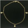 Image 1 : 14K Yellow Gold Puffed Heart Charm Figaro Link 10" Anklet Ankle Bracelet 3.5g