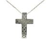 Image 5 : 14K White Gold 0.51 ctw Micro Pave Diamond Cross Pendant w/ 18" Cable Link Chain