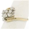 Image 2 : 14k Two Tone Gold .52 ctw Bypass Style Prong Set Diamond Wave Cluster Ring
