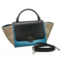 Celine Blue Leather Trapeze Two-Way Bag