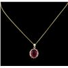 Image 2 : 7.61 ctw Ruby and Diamond Pendant With Chain - 14KT Yellow Gold