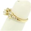 Image 5 : 14k Yellow Gold Petite 0.42 ctw Round Diamond Engagement Ring w/ Channel Accents