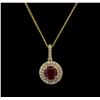 Image 1 : 2.24 ctw Ruby and Diamond Pendant With Chain - 14KT Yellow Gold