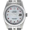 Image 1 : Rolex Mens Stainless Steel Mother Of Pearl Diamond & Ruby Datejust Wristwatch